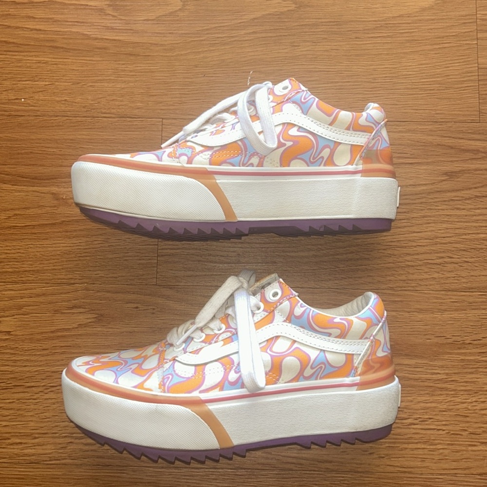 Vans Orange and Purple Platform Sneakers Retro Style - Picture 4 of 8
